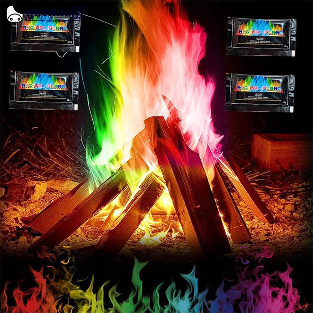 10g/15g/25g/30g Chamas De Fogo Coloridas Chama Em Pó Truque Mágico Colorido Ferramentas De Camping Ao Ar Livre