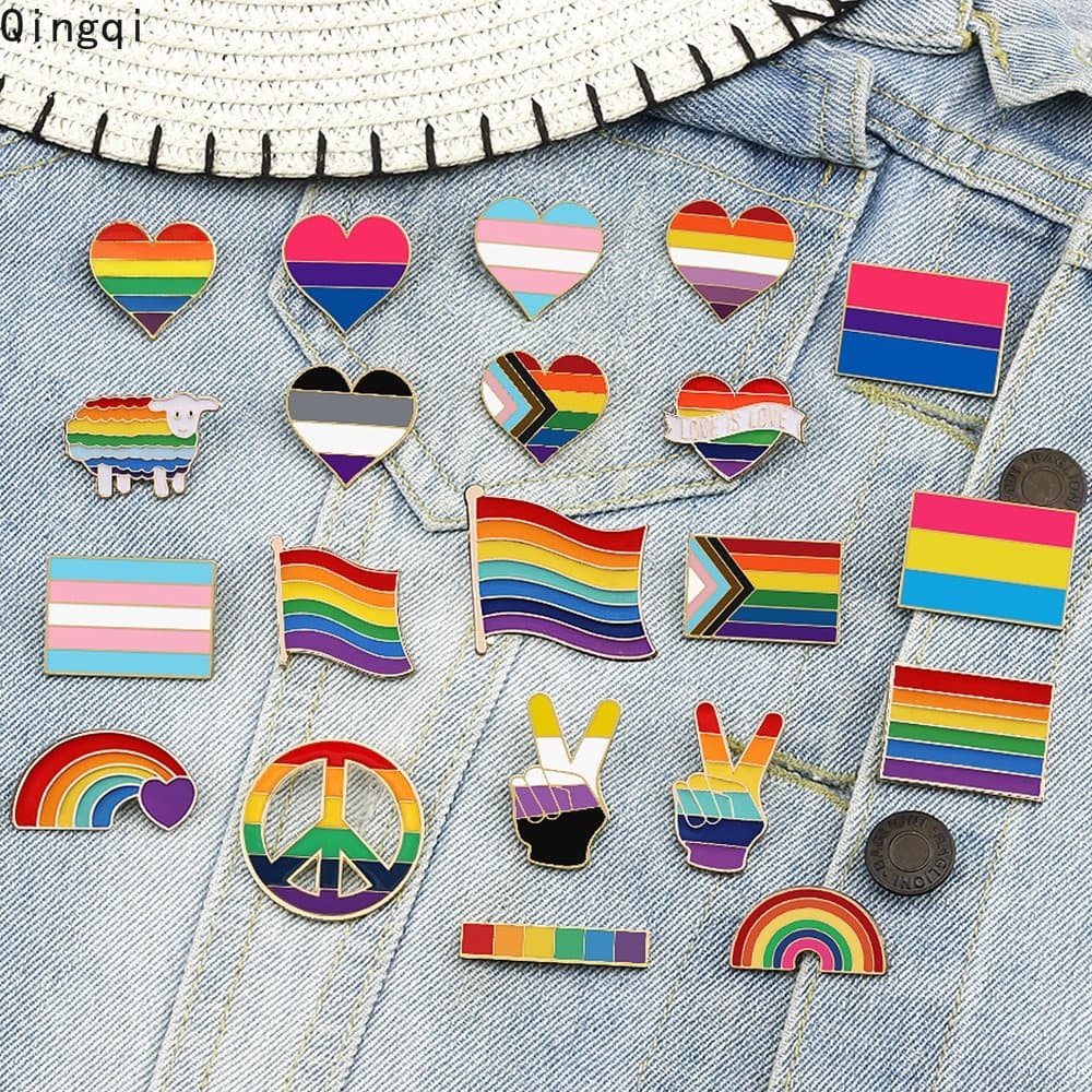 50 Estilos Criativos LGBTQ Esmalte Broche Bandeira Arco-Íris Crachás Pansexual Símbolo Asexual Crachá Coração Orgulho Lésbico Gay Jóias