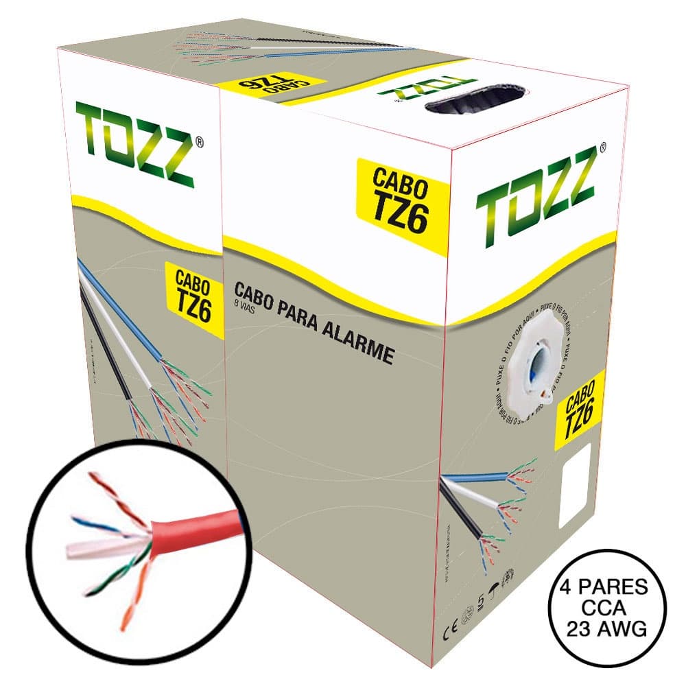 Cabo De Rede Alarme Tz6 Tozz Caixa Com 305 Metros Cat-6