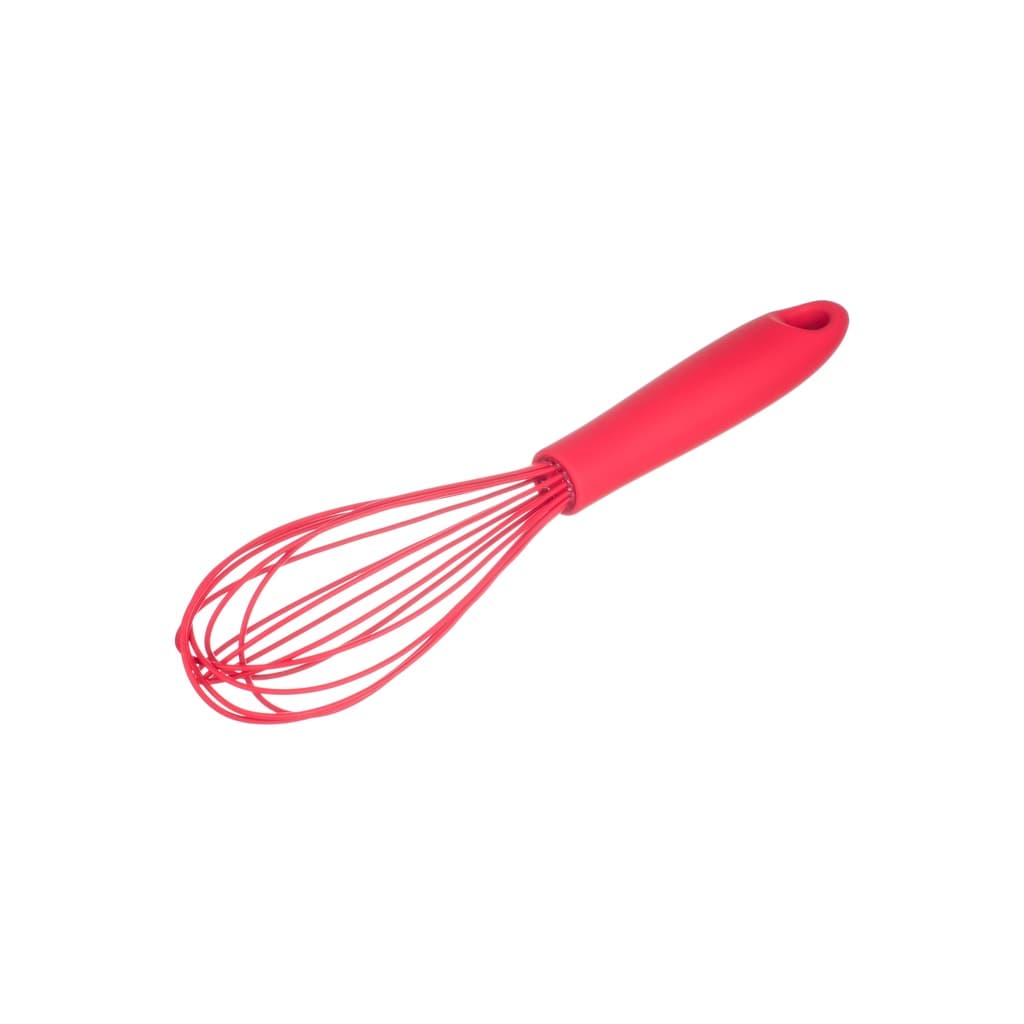 Batedor Manual Fio Silicone C/ Cabo Em Pp Vermelho 31cm