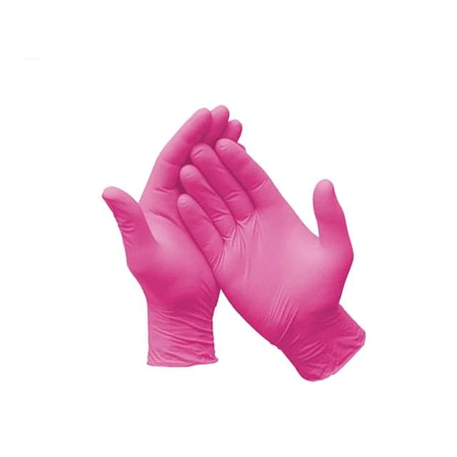 Luva Nitrílica Rosa Para Procedimento Sem Pó Glomed 100 Unidades PP,P,M,G