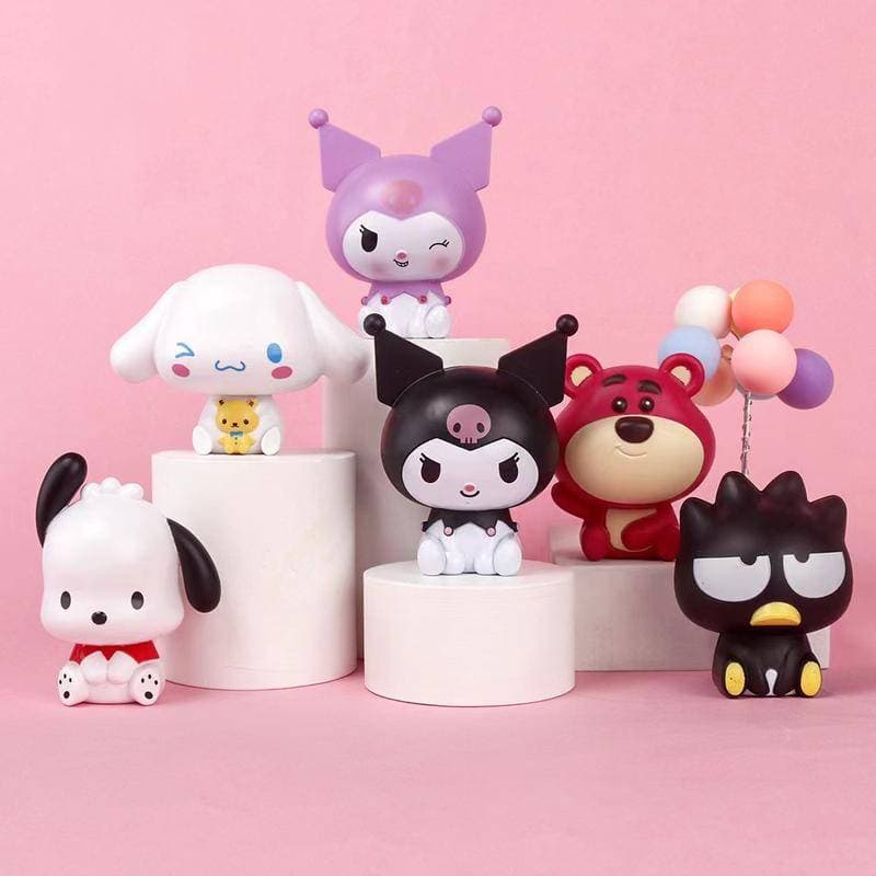 4 Modelos Sanrio Figura Decoração Animação Pochacco Kuromi Cinnamoroll Modelo Moda Capsula De Brinquedo Boneca De Bolo De Infantil Aniversário Gift