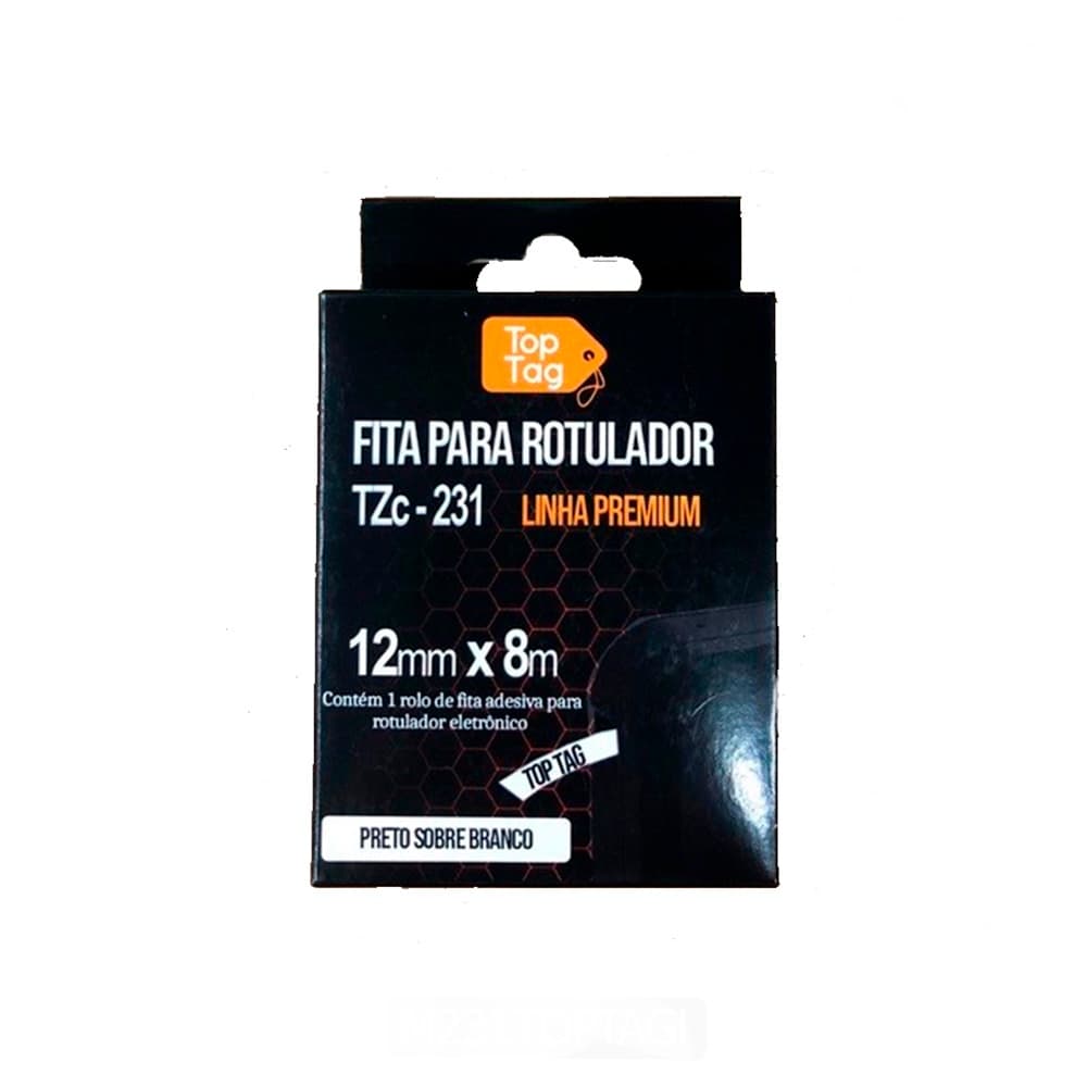 Fita para Rotulador Brother Pth110/PTP300 12 MM PRETO/BRANCO TZE231