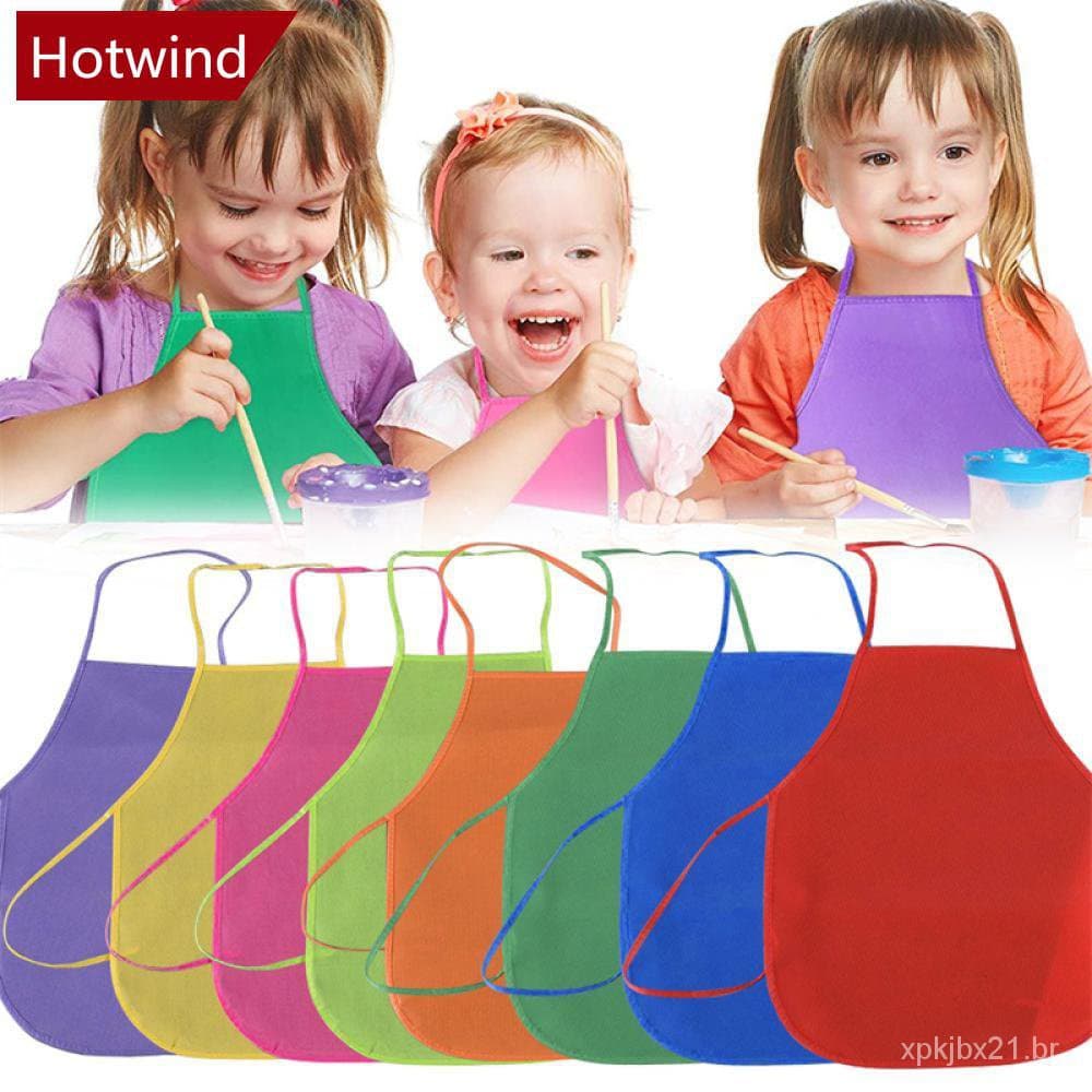 HOTWIND Avental unissex colorido para crianças pintura lisa não tecida A3Z7 DVWQ