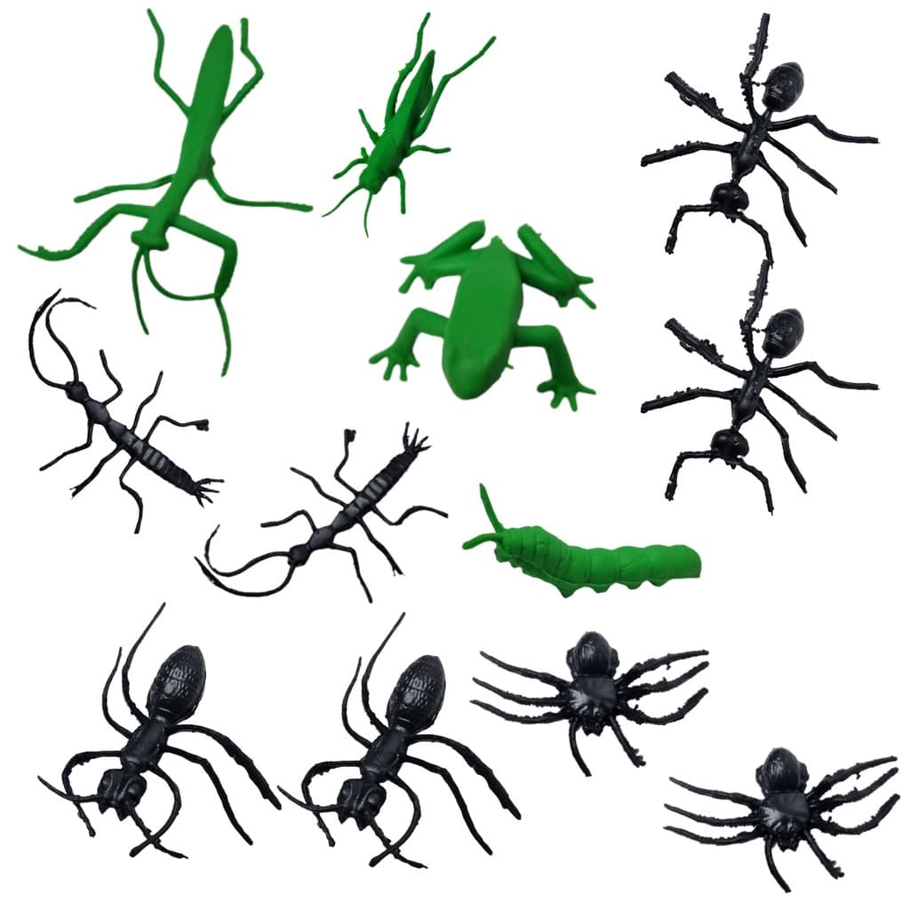 Kit 12 Insetos Realista Borracha Brinquedo Aranha Rã Formiga