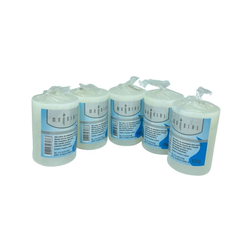 Kit 06 Velas De 3 Dias Brancas 100% Parafina Pura 125g