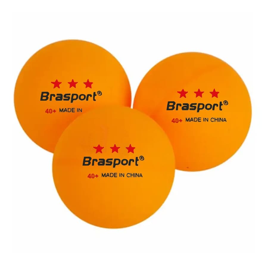 Caixa Com 3 Bolas Para Tênis De Mesa  Gold Sports  Brasport 3 Estrelas - Laranja