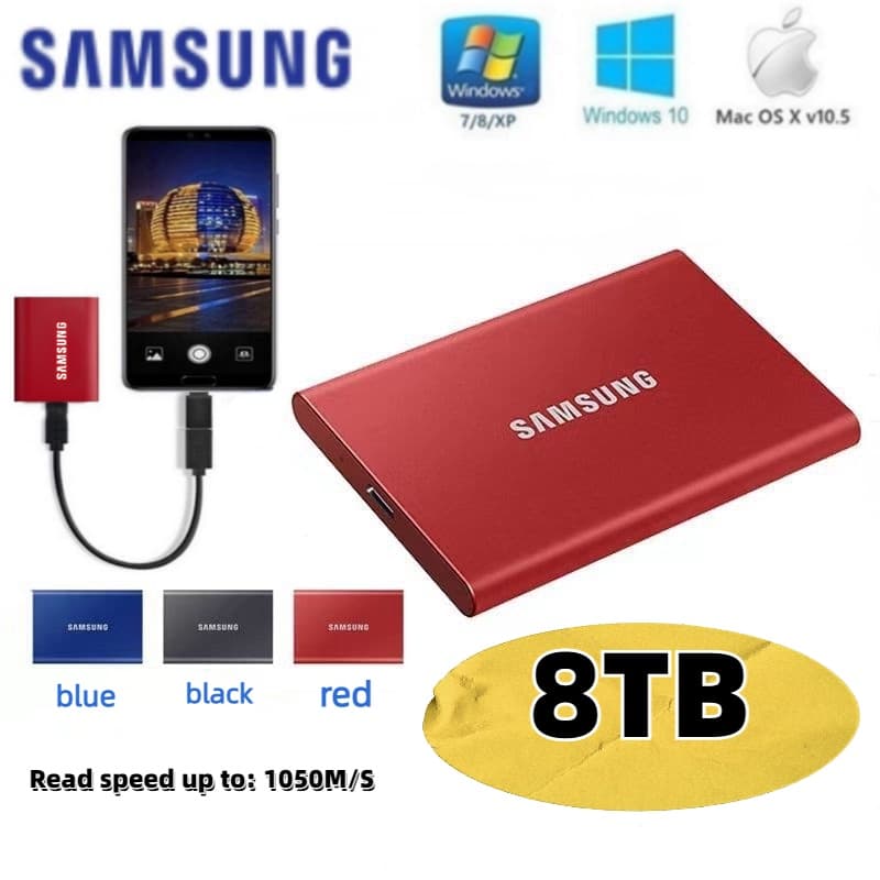 Samsung HD SSD externo Unidade de estado sólido externo de 30 TB Interface USB 3.0 tipo C de 16 TB Alto desempenho de 8 TB Disco rígido externo de grande capacidade de 4 TB 1 TB/2 TB