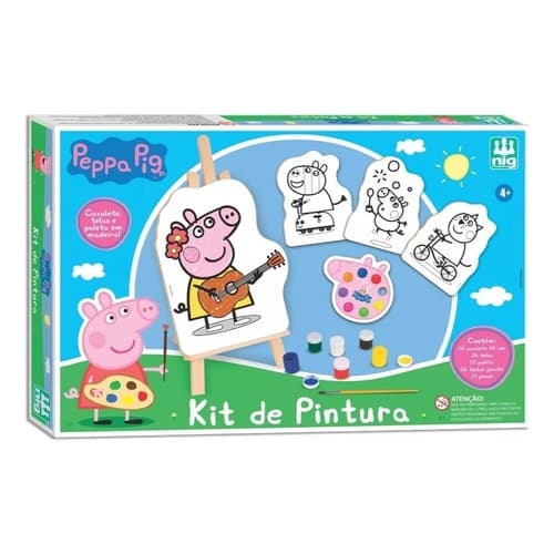 Kit Pintura Peppa Pig Cavalete Infantil Nig Brinquedos Tinta