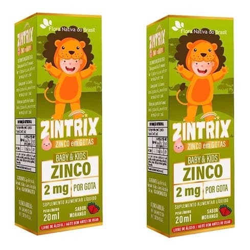 2x Zintrix Zinco Em Gotas Baby & Kids 2mg Por Gota 20ml