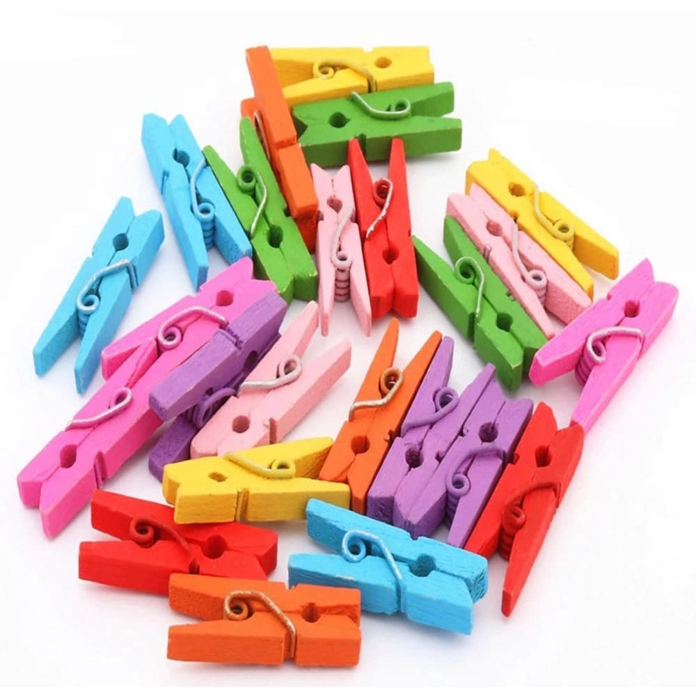 Mini Prendedor Pregador de Madeira Cores Sortido C/30 Unidades 2,5cm
