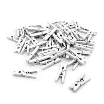 Mini Prendedor de Madeira Branco 2,5cm - 50 Unidades - Rizzo Distribuidora