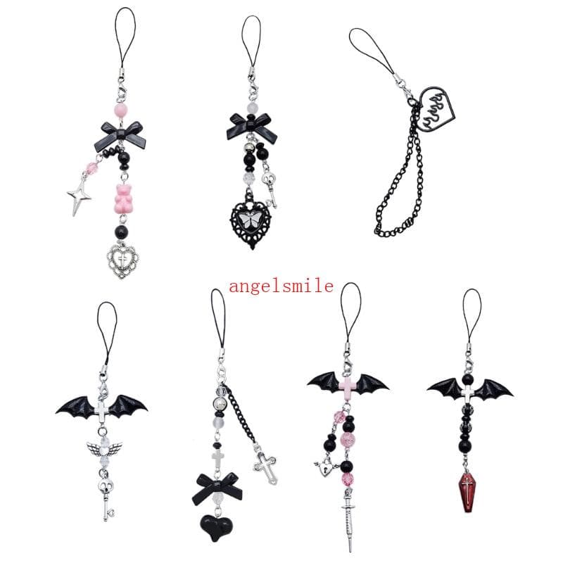 ✿ Telefone Colorido Guitarra Cross-Heart Butterfly-Kawaii Phone Lanyard