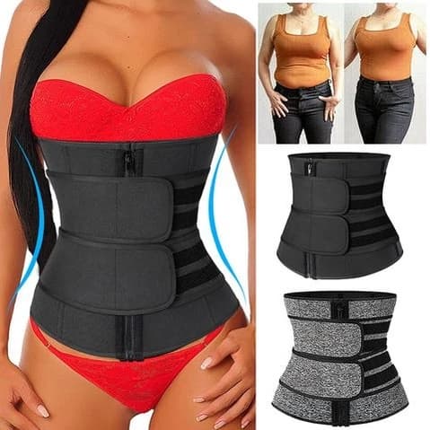 Cinta Modeladora corset Abdominal Feminina Redutora Afina Cintura Espartilho Ajustavel Dupla C/Zíper