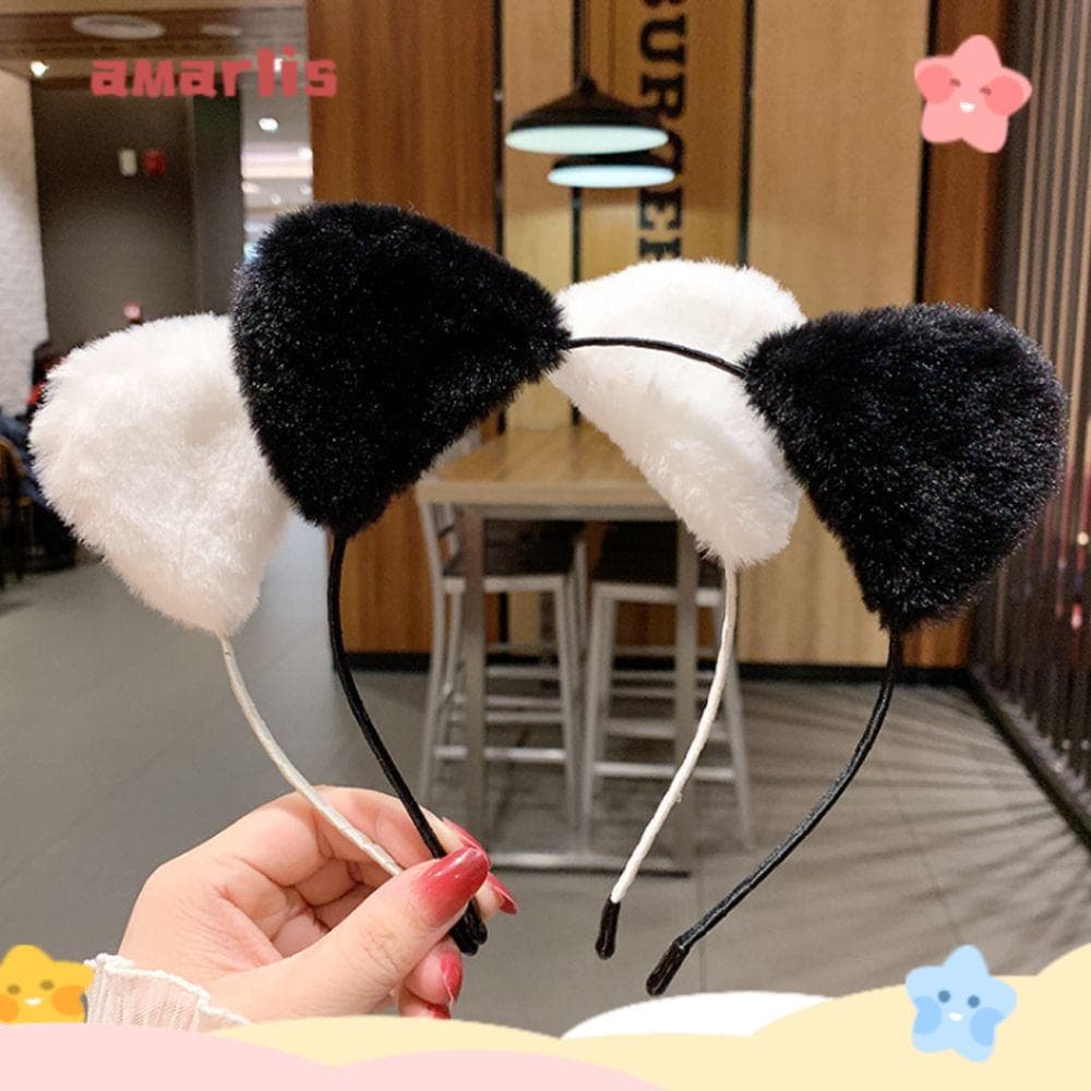 AMARLIS Orelhas De Gato Fita De Orelha Barra De Festa Noturna Anime Cosplay Cute Face Wash Plush Hair Hoop
