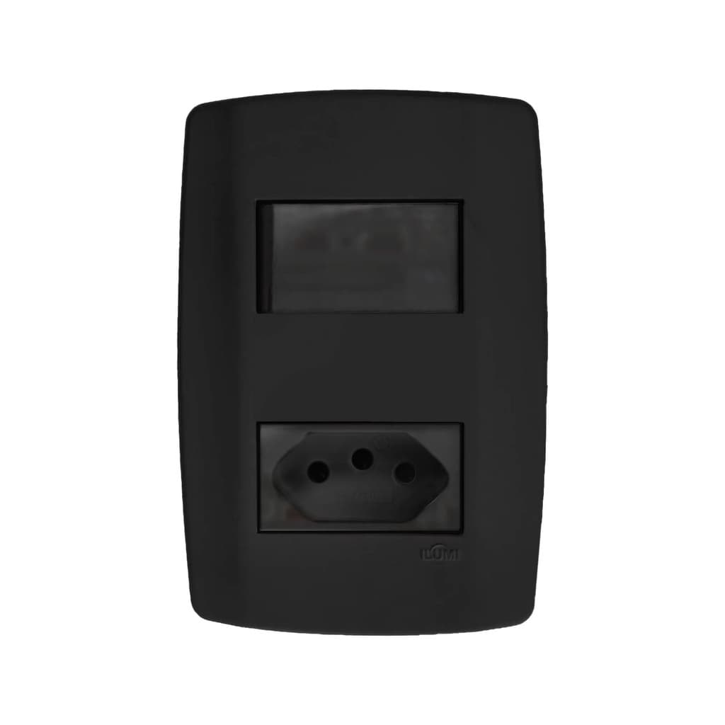 Kit Interruptor Simples + Tomada 20a 4x2 Ilumi LEV Preta - ILP9001