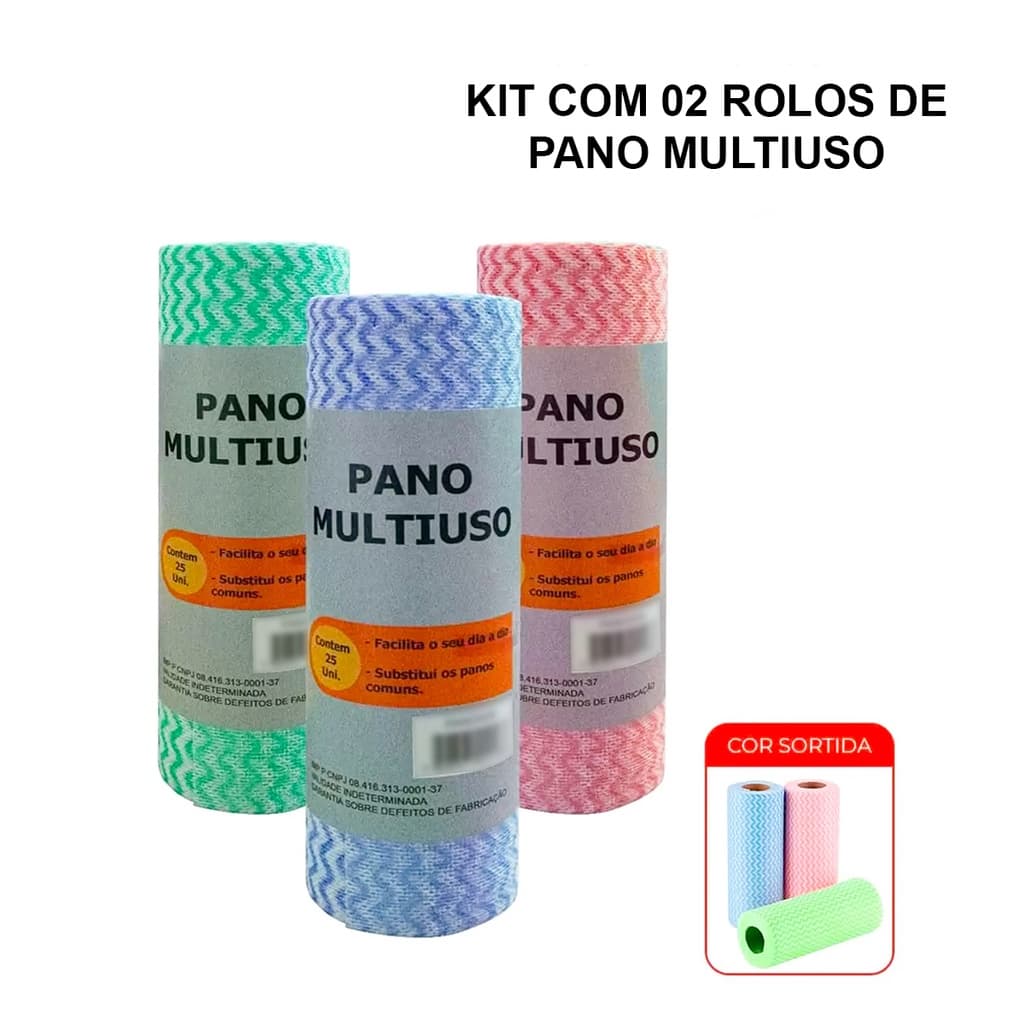 Kit 2 Rolos Pano Tipo Perfex Multiuso Para Limpeza Profunda Microfibra Rolo Com 25unid 20x40cm