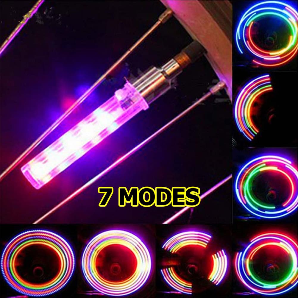 2Pieces Bicicleta Pneus De 5 Led Lâmpada De Válvula De Motocicleta Tampa De Flash Neon Light Com Bateria De Botão