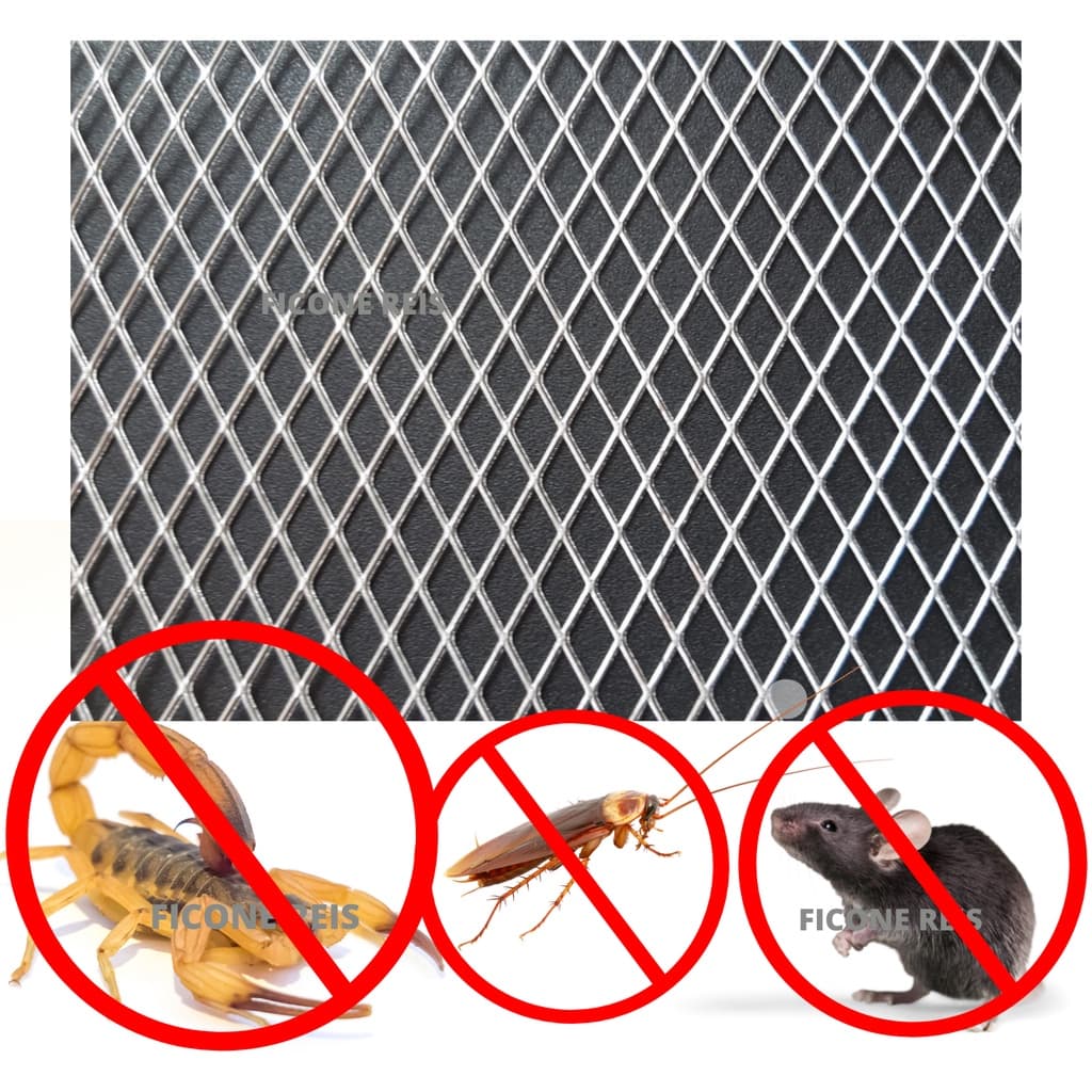 Tela Alumínio 15cm x 100cm Anti Escorpião, Barata e Rato para Ralo, Máquina e Fogão