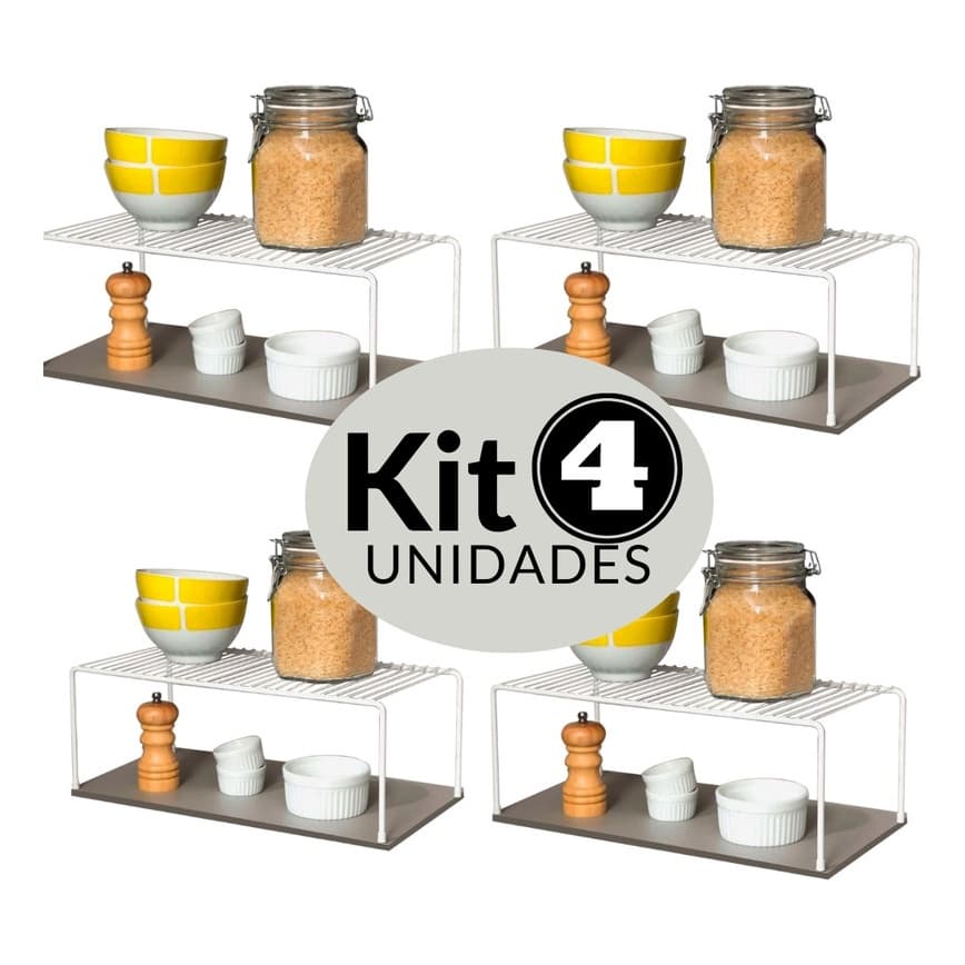 Kit 4 Organizador Médio Rack Aramado De Armário Cozinha