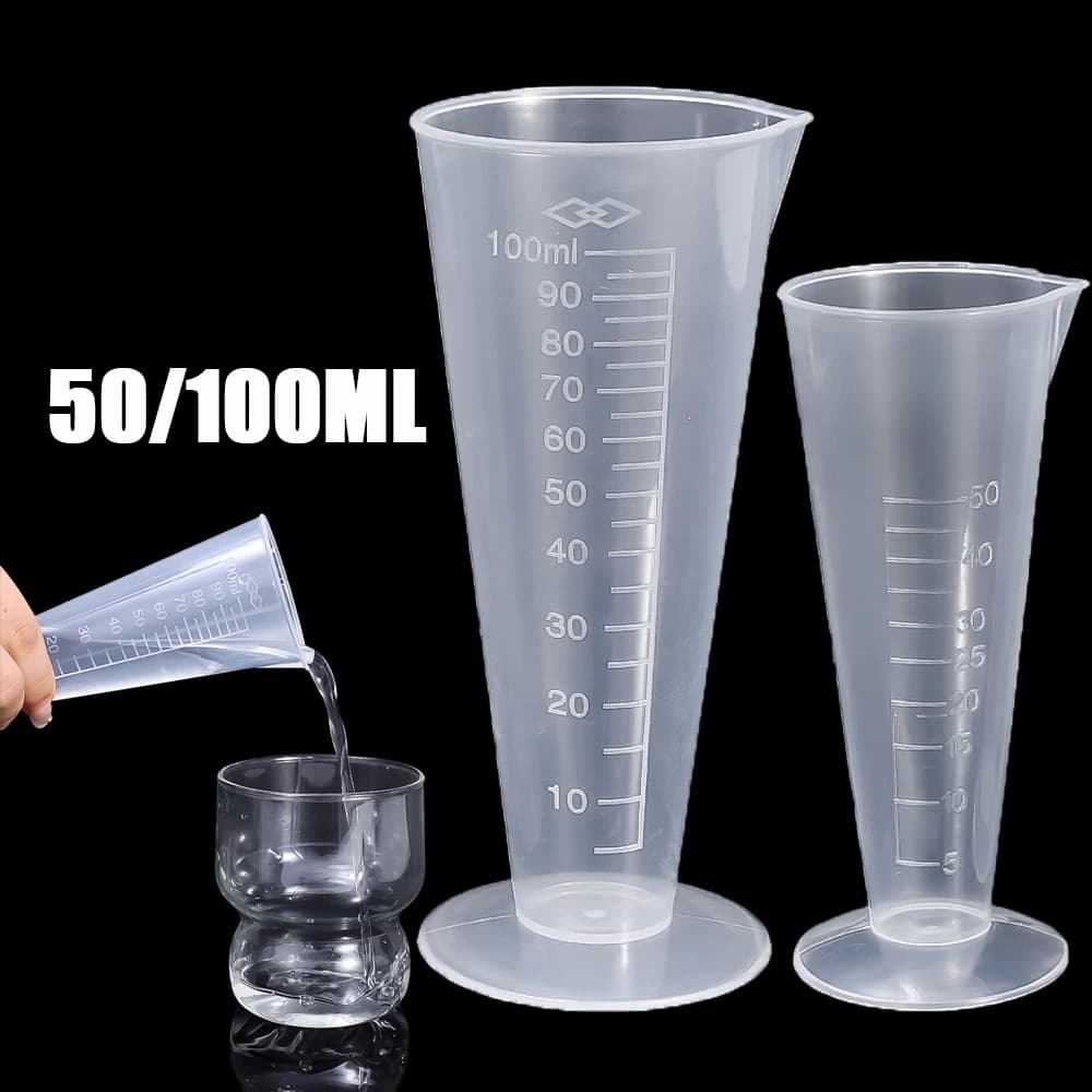 Copo Triangular Transparente De Medição De 50/100ML Equipamento Médico Profissional De Laboratório Químico De Plástico Balança Graduada Bartender Para Acessórios De Cozinha
