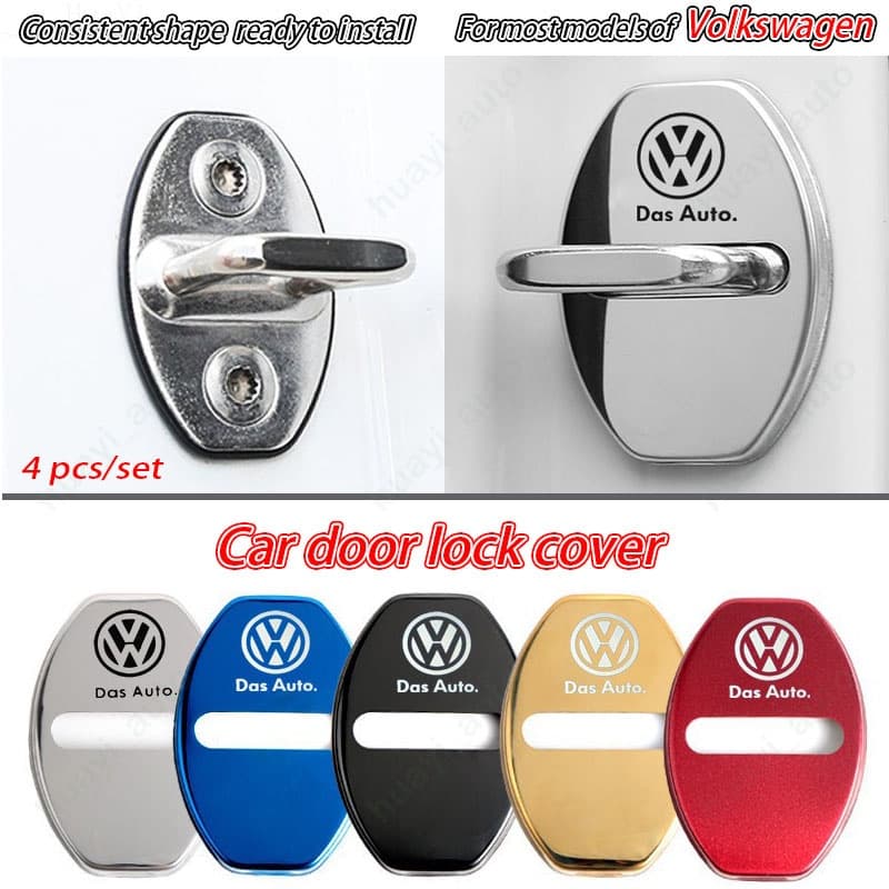 4pcs Volkswagen Vw Tampa Da Fechadura Porta Do Carro Decoração Protetora Aço Inoxidável Para Gol T-cross Nivus Saveiro Taos Polo Amarok Virtus Tiguan Passat Arteon Golf Vento Acessórios