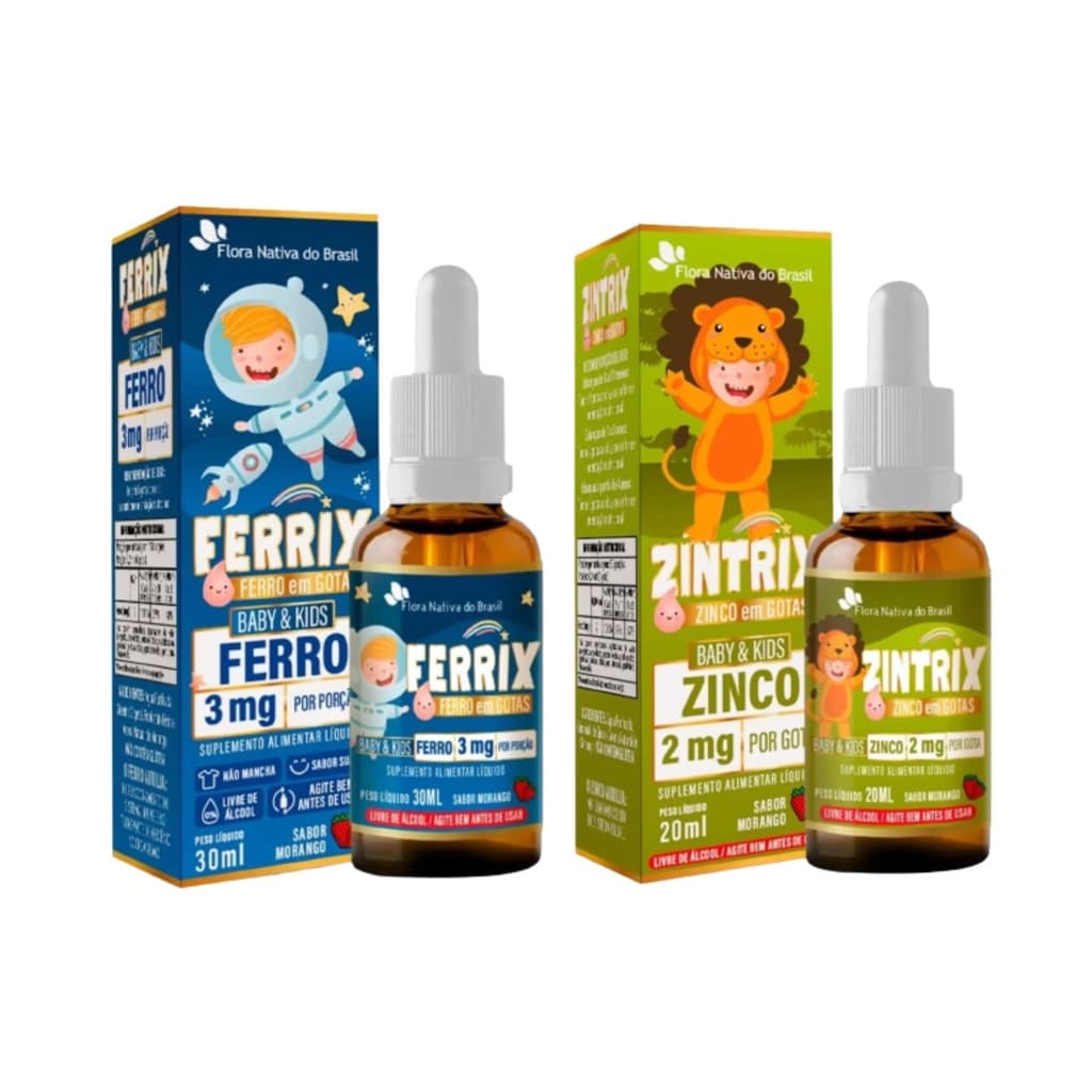 KIT Kids Ferrix (5mg) 30ml + Zintrix 20ml - Flora Nativa