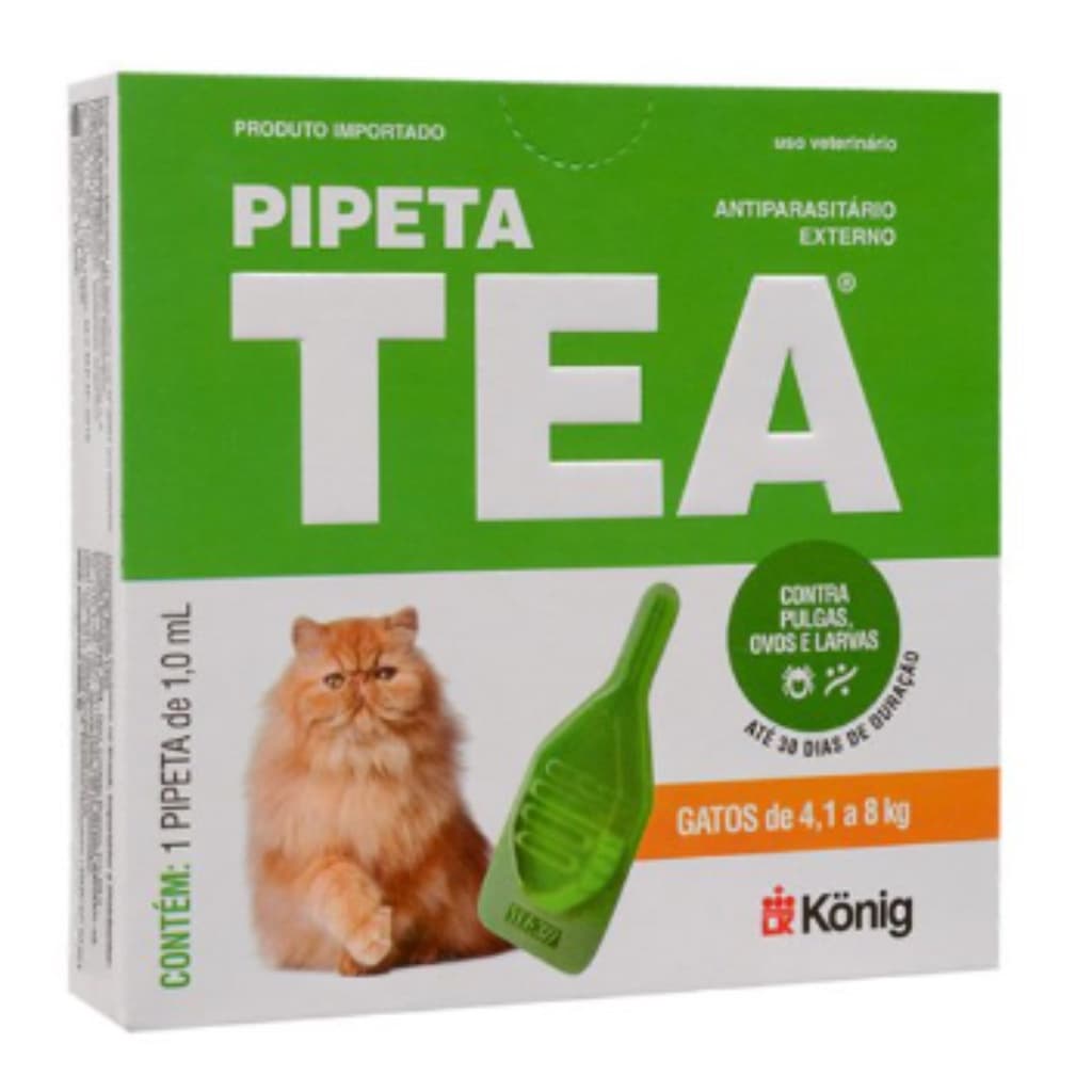 Anti Pulgas Pipeta TEA Gatos 4,1 a 8kg 1ml 30 dias duração