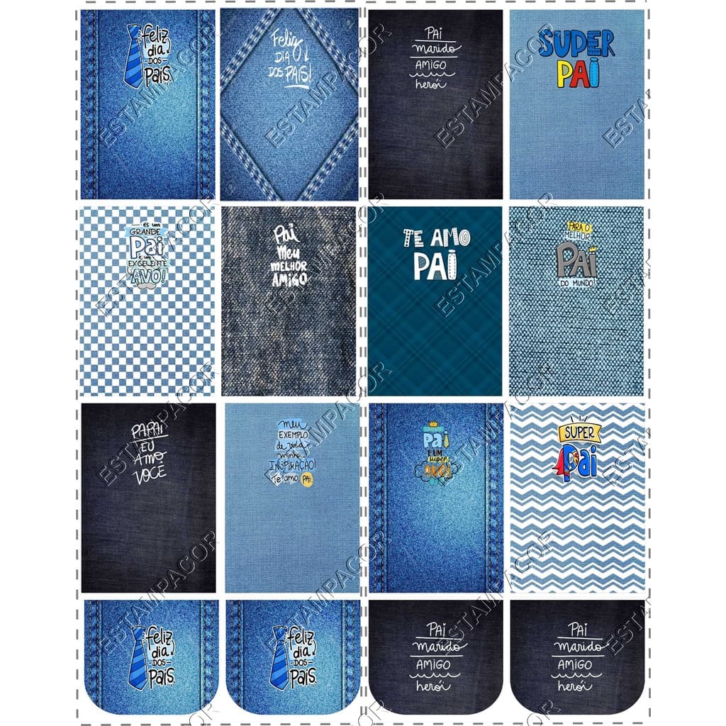 Painel de Recortes Personalizados Moldes de Porta Moeda em Tecido Digital Sublimado Dia dos Pais I