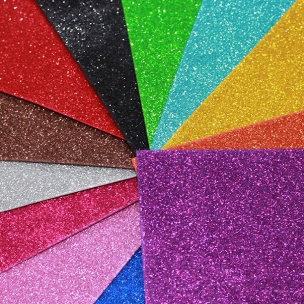 Kit 5 Placas de EVA Glitter 40x48 unidades Artesanato Escolar