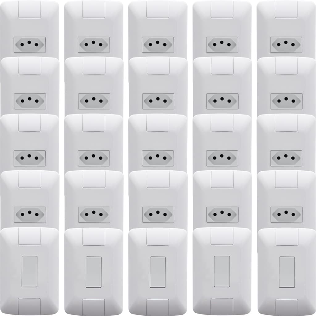 Kit 20 Tomada 10 A + 05 Interruptor Simples Tramontina Aria