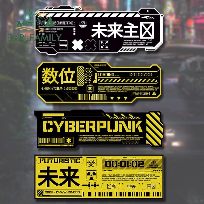 EARLFAMILY Bilhetes Cyberpunk De 13cm Autocolante Anime Para Carro Motocicleta Criativa Laptop À Prova De Arranhões Decalque D'água Adequado Qualquer Superfície Limpa E Lisa
