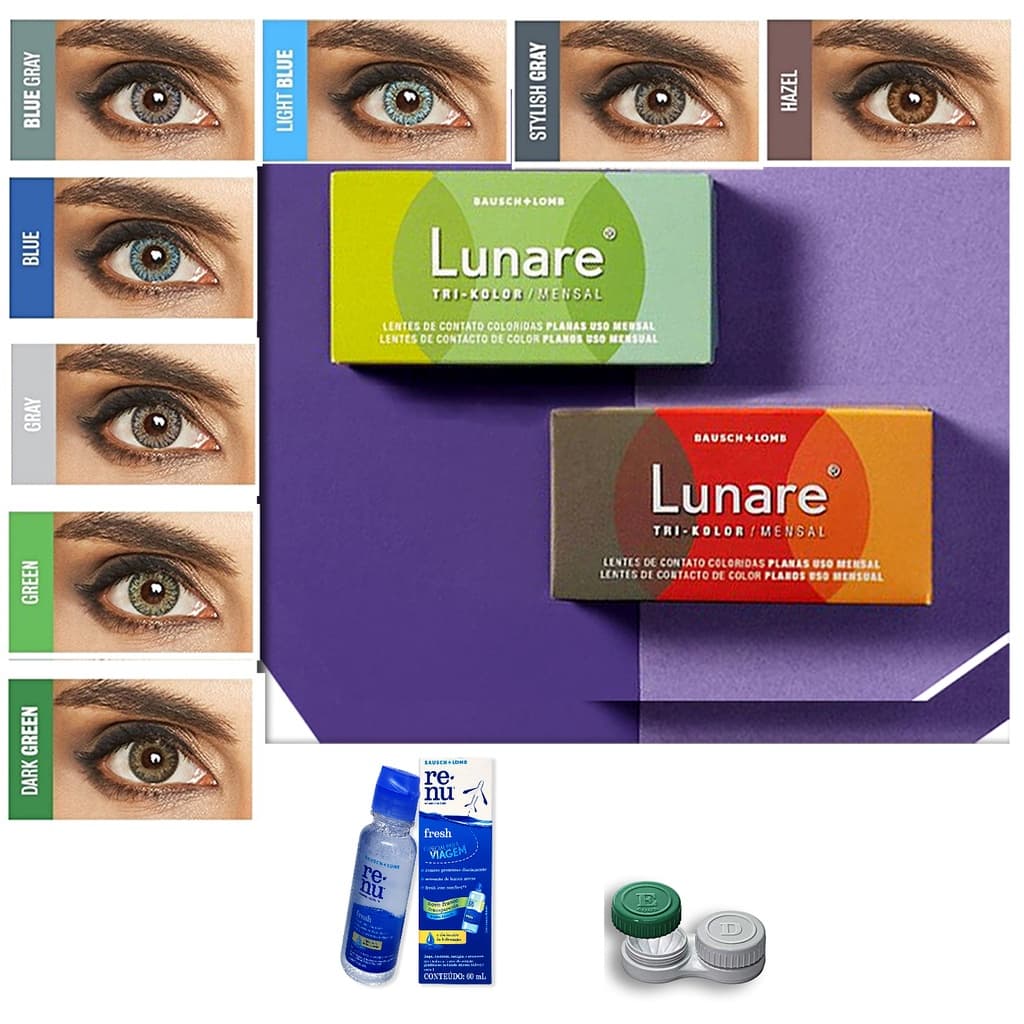 Lente De Contato Colorida Bausch + Lomb Lunare Mensal Com Grau com Renu