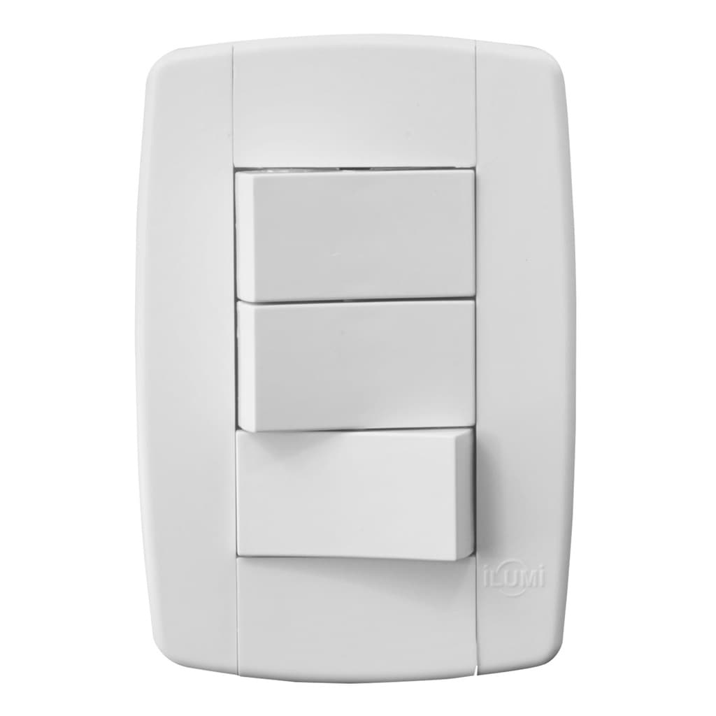 Conjunto Suporte e Placa 4x2 com 3 Interruptores Simples 10A 250V~ Linha LEV Ilumi - 8719 - ILL0155