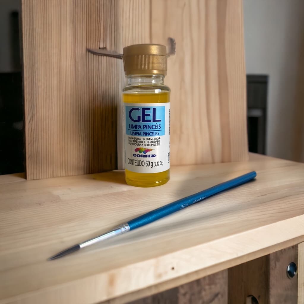 Gel Limpa Limpeza Pincéis Corfix 60ml + pincel fino detalhe