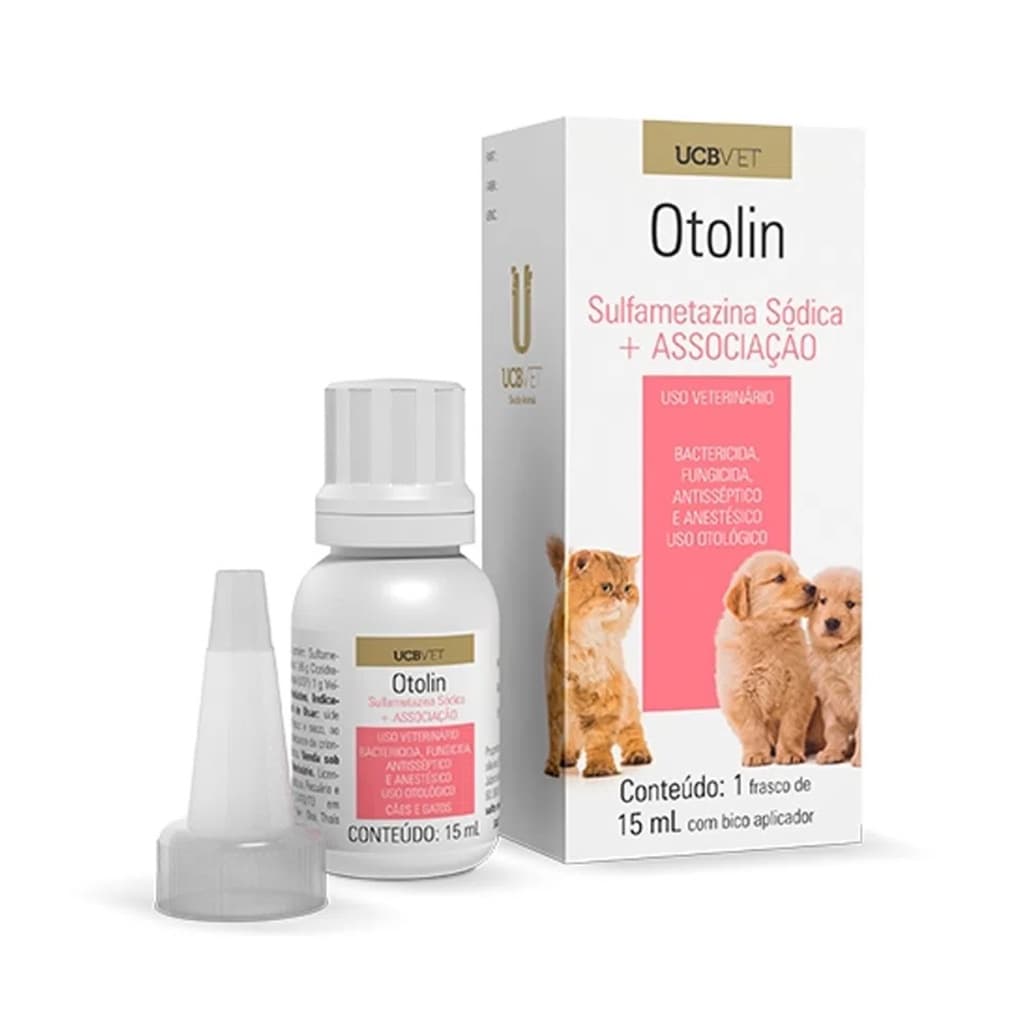 Otolin 15 Ml Otológica Infecção Otites Otorréias Cães Gatos UCB