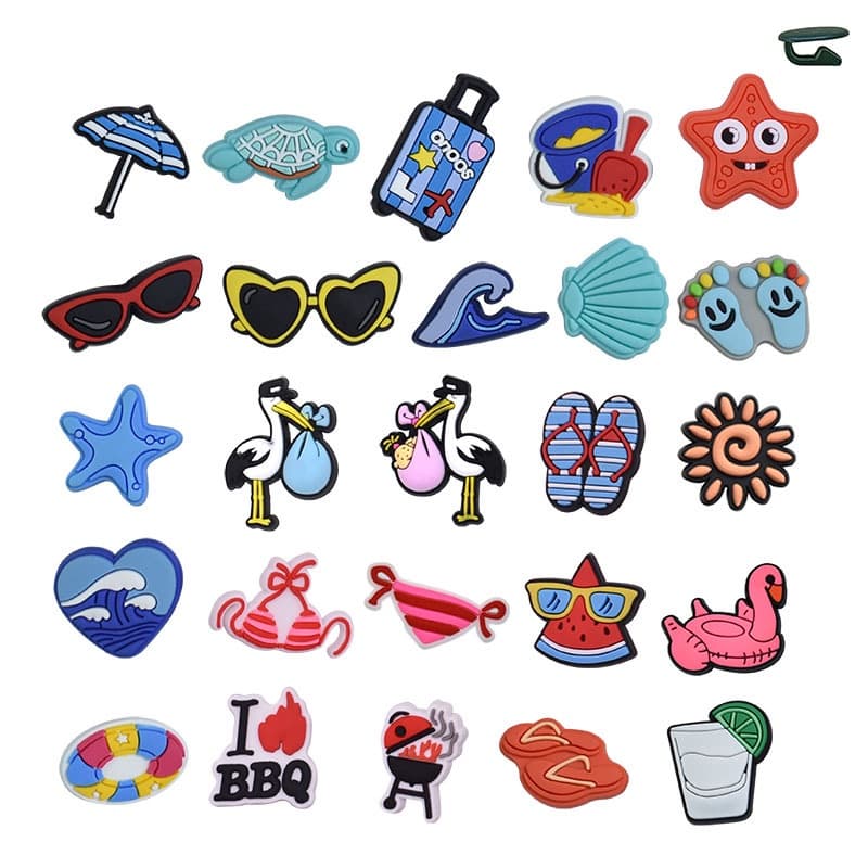 Encantos de sapatos de decorações de praia acessórios de PVC com botão e sandálias pinos de pingente com presentes