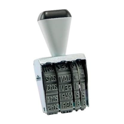 Carimbo Datador Contábil Rotativo com Fitas de 5mm e os Dizeres Mês Dia Ano para Livro de Protocolo