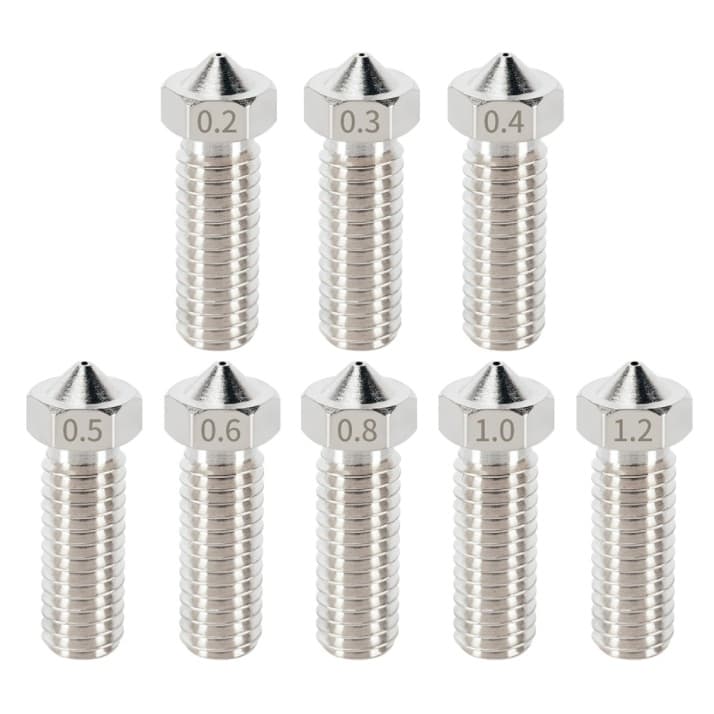 Bico Nozzle Aço Inox 0,4 0,5 0,6 0,8 1,0 mm Mk8 E3d Volcano