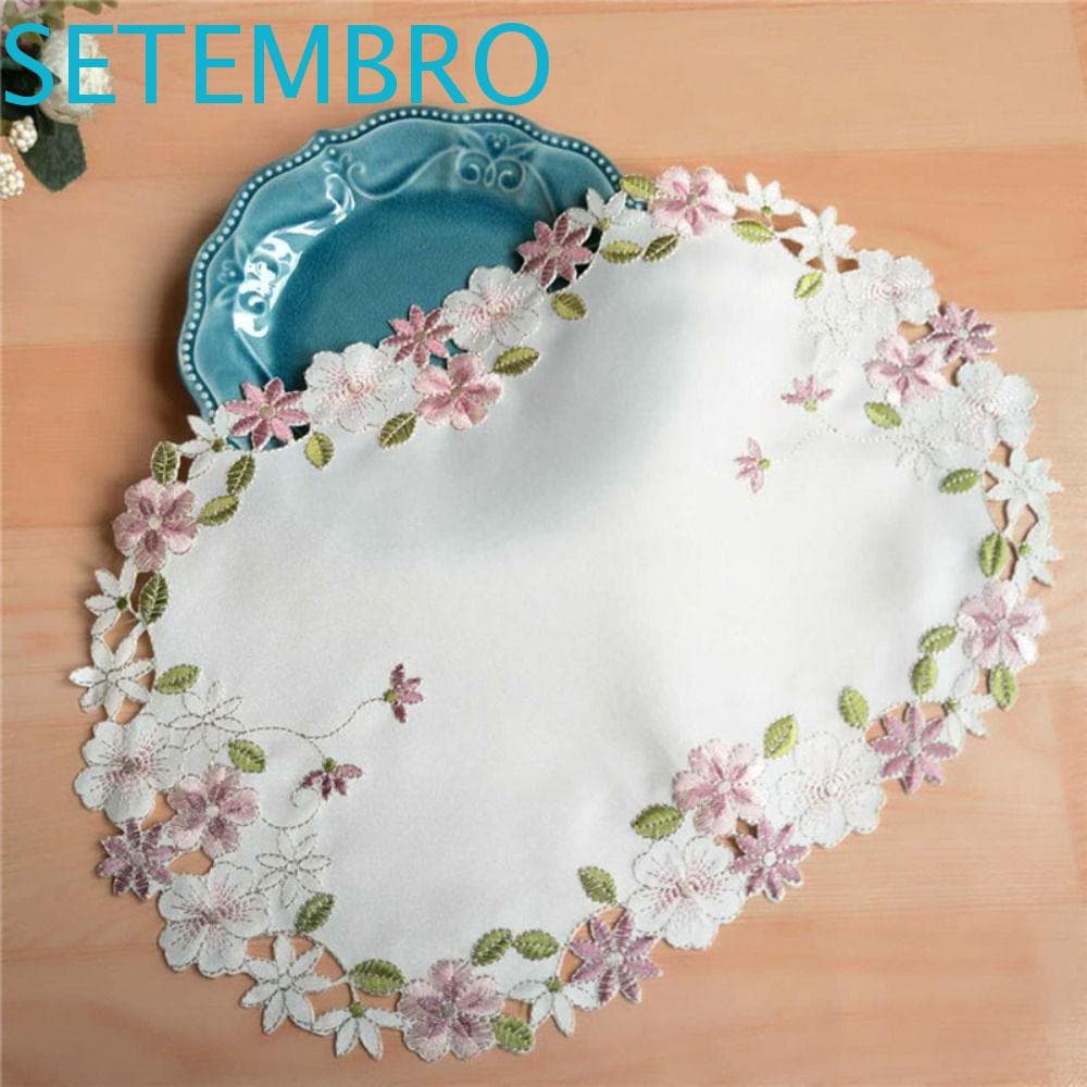 Setembro1 Placemat Para Mesa De Jantar Delicado Bordado Em Tecido Satin Craft Lace Cup Pad