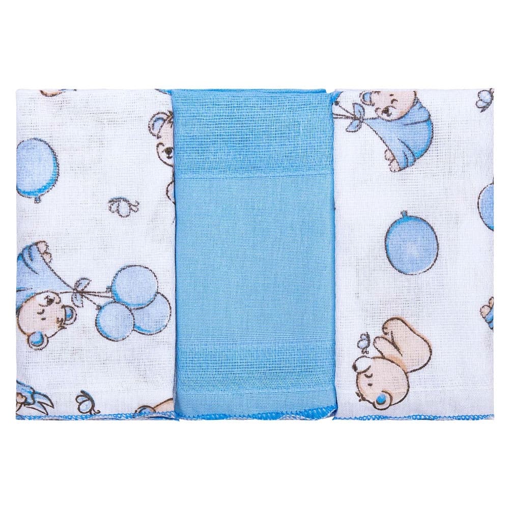 Kit pano de boca branco estampa urso 3 pçs