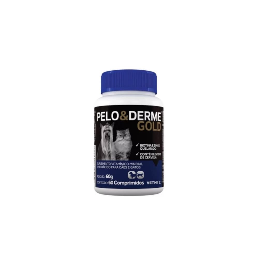 Pelo & Derme Gold Suplemento Para Cães e Gatos Vetnil 60Comp