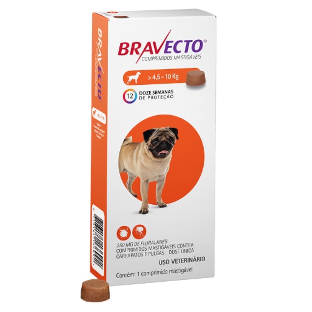 Bravecto Cães De 4,5 A 10kg 250mg Antipulgas e Carrapatos