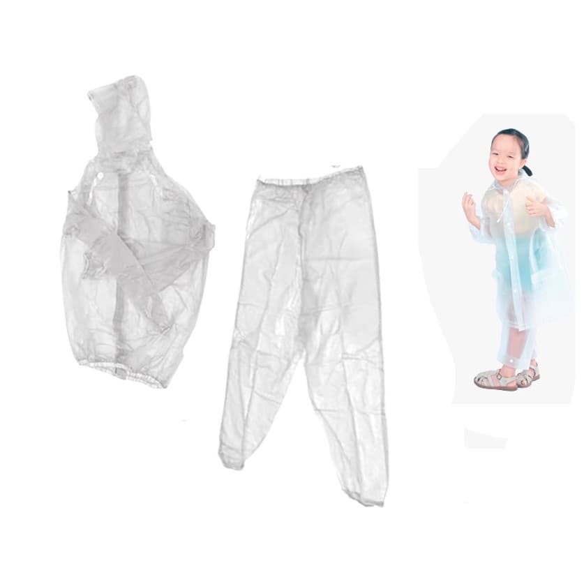 Conjunto Capa De Chuva Infantil C/ Capuz Blusa E Calça PVC Reforçado