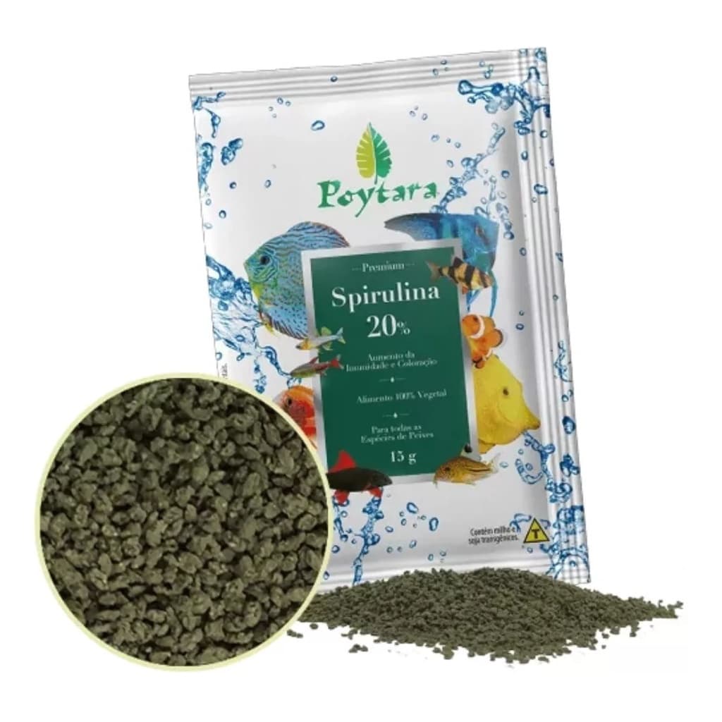 Racao Poytara Tropical Spirulina 20% Sache 15g Para Peixes