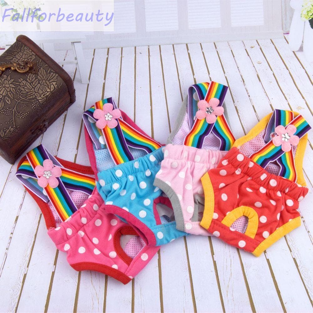 FALLFORBEAUTY1 Lavável Respirável Dots Imprimir Underwear Pet Físico Pant Fêmea Fralda Do Cão Calcinha/Multicolor