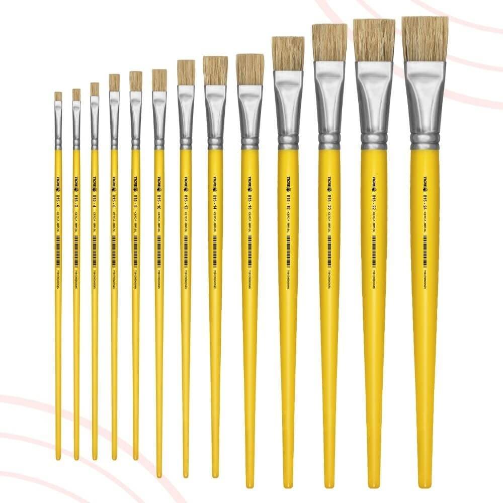 Pincel Artístico Chato Reto, Cerdas Naturais Tigre Ref. 815