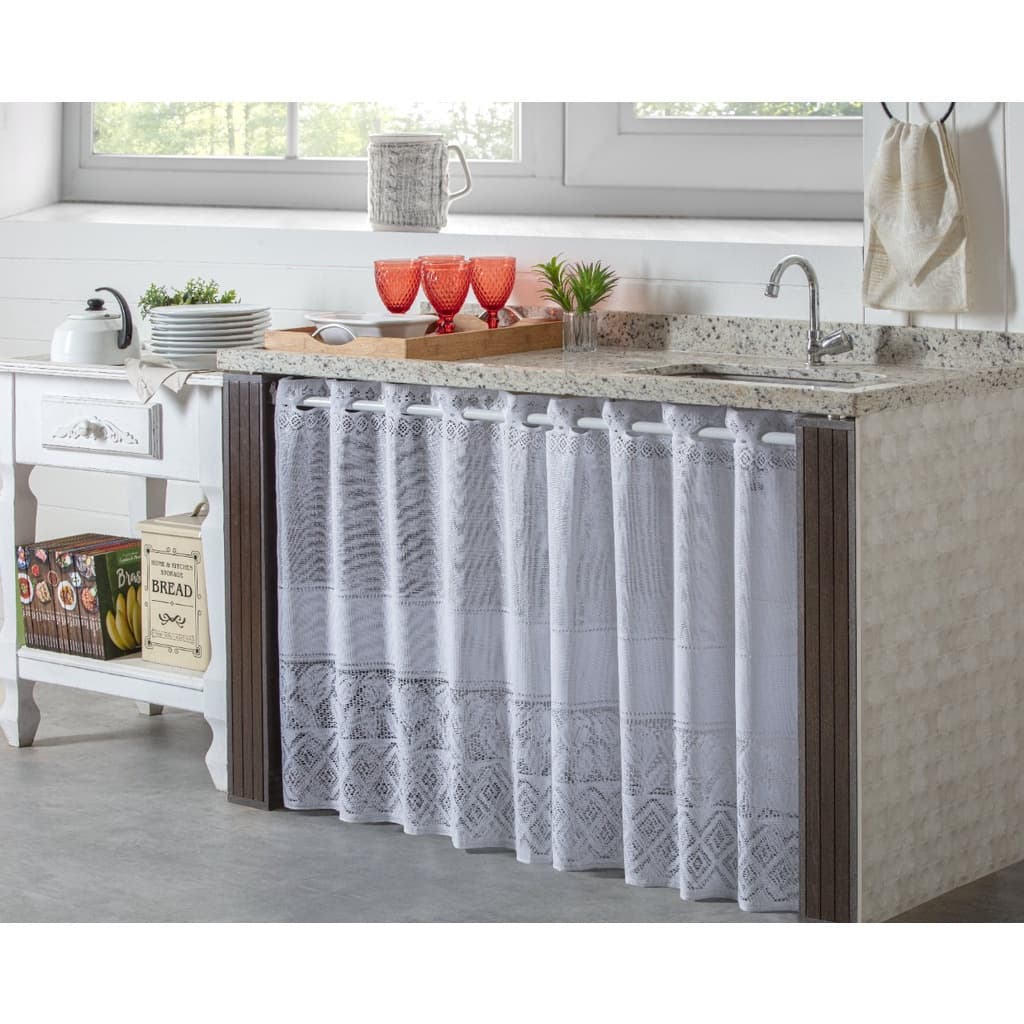 Cortina de PIA Renda Tulipa Branca lisa 1,50 x 0,80