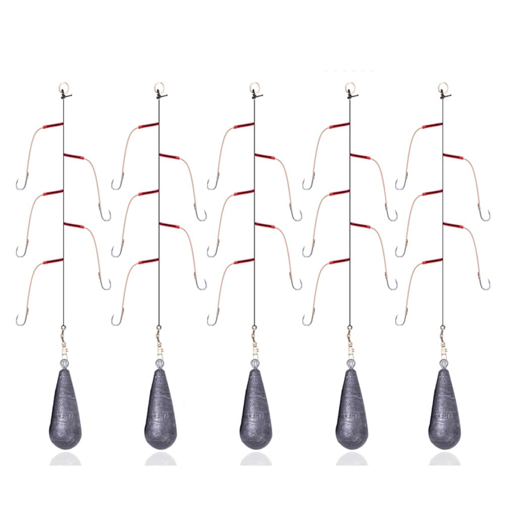 5 Sacos Anzol De Aço Com 5 Anzóis Simples Giratórios Atrações De Pesca Água De Gota Afundadores De Chumbo 3-13#