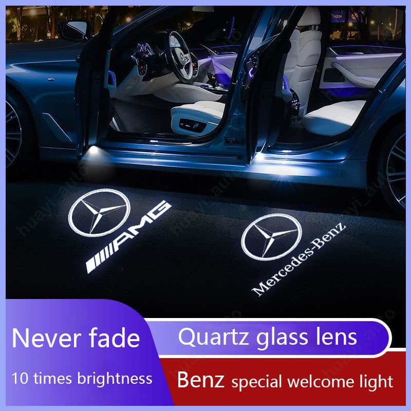 2pcs Mercedes Benz A B C E M Classe GLA GLCGLE GLS Porta Do Carro Luz De Boas-Vindas Projecção Laser Lâmpada Fantasma Aviso Ambiente Acessórios